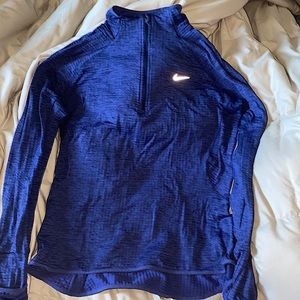 Nike Dri fit quarter zip pullover. Size M Marled navy blue. Never worn